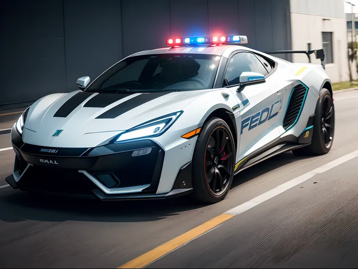 Futuristic vehicle of the Federal Police of Brazil with police rotolight