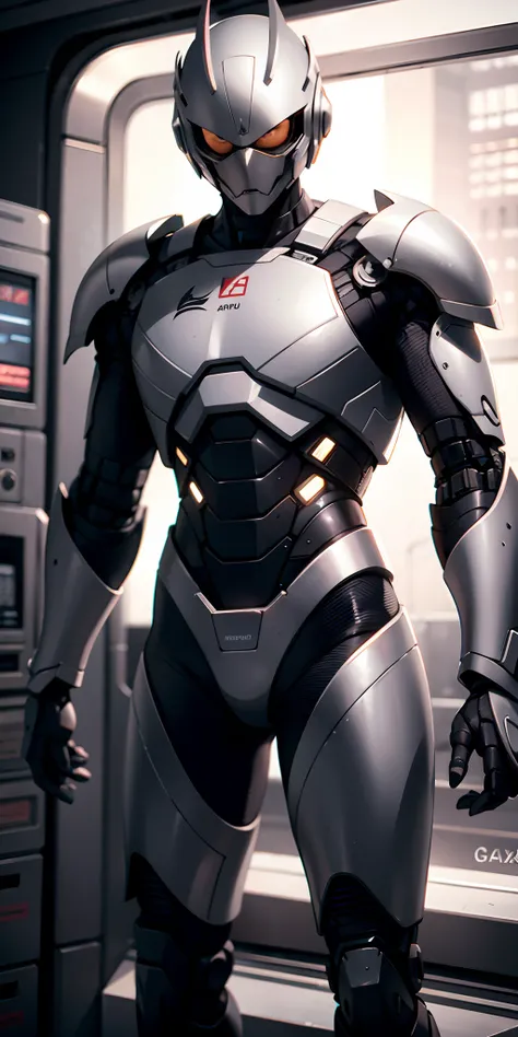 "homem com armadura de robocop em uma base espacial", armadura enferrujada:0.9, galaxy, foto profissional:1.3)