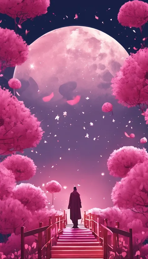 Parameters are original,4K,flower petals,lantern,Night,Heavenly sky background,Pink,Ink pen, Tanabata， Negative Prompts: Human, Bad Image - Hot - 75V, Easy Negative,