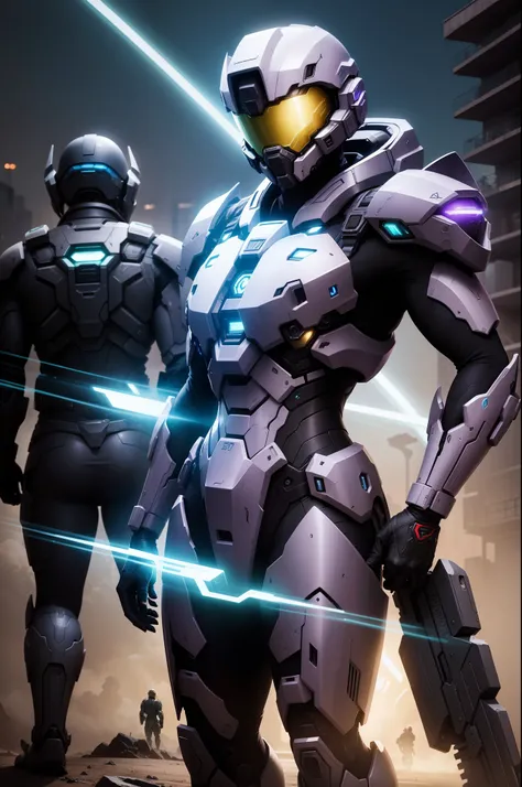 "Stunning and vibrant representation of the Halo Covenant, showing their menacing presence and advanced technology."