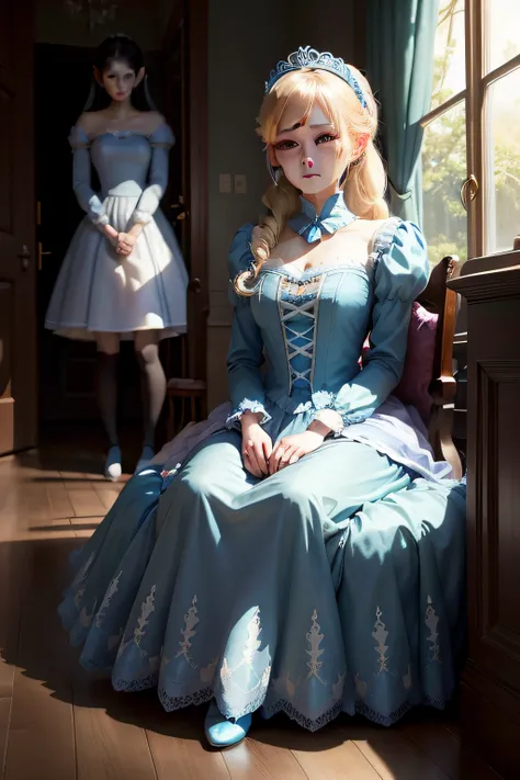 Cinderella sat in the corner of the room，Her eyes darkened，With a sad expression on his face。Her stepmother and two stepsisters were on the other side of the room，They are chatting happily，Cinderella, on the other hand, was excluded。The room was gorgeously...