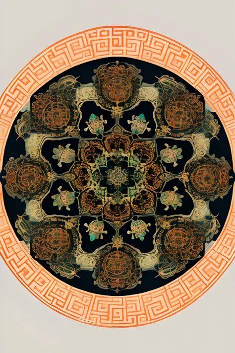 chinoiserie mandala abstract two-dimensional concise repetition