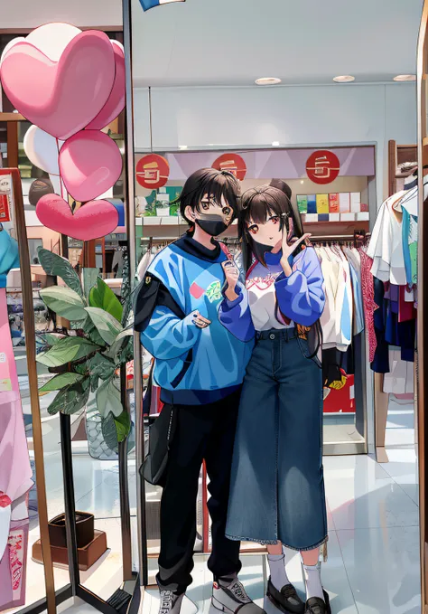 two people stood in the store to take pictures, 🤬 🤮 💕 🎀, 😭 🤮 💕 🎀, 2 0 2 0 fashion, ruan jia and fenghua zhong, uptrend ，, appear...