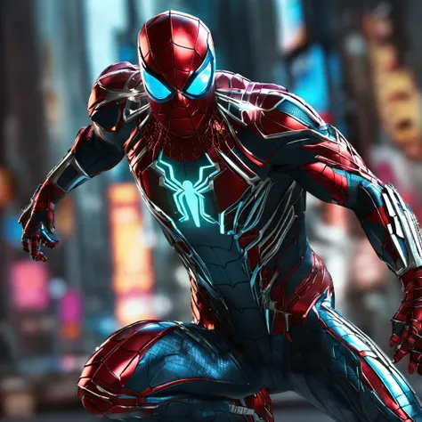 Spider-Man, a sharp suit of armor, Cool style, full of technology