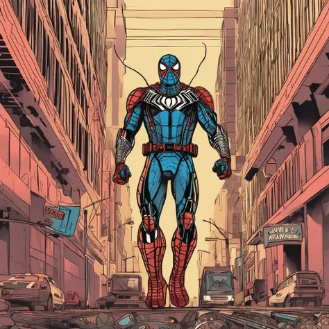 Spider-Man, a sharp suit of armor, Cool style, full of technology