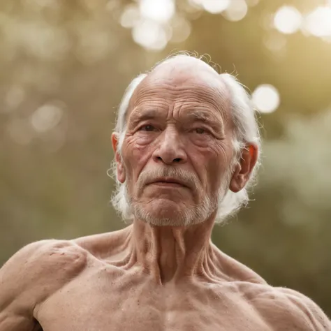 (professional 3d render:1.3) af (Realistic:1.3) most beautiful artwork photo in the world，Emaciated old man，Passionate workouts，Gym as background