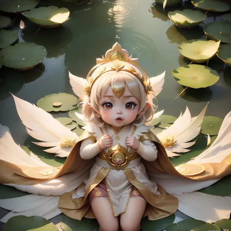 Cute Baby Chibi Anime,(Heavenly daughter:1.8), (lotuses:1.2), (Feather robes:1.3), (Uttara monks vestments:1.4),Royal Botanic Gardens