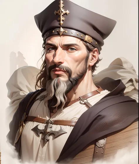 Joao da Nova, navigator, captain, Galician, 16th century, age of exploration, renaissance, age of 45, man, poor, modest clothes, no money, rude, impolite, competitive,  background is 16th century Galicia, magnificent big very long beard