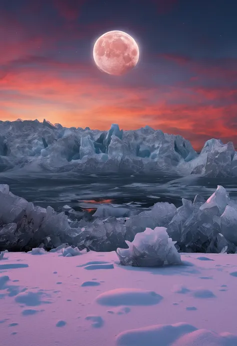 Ice moon and snow