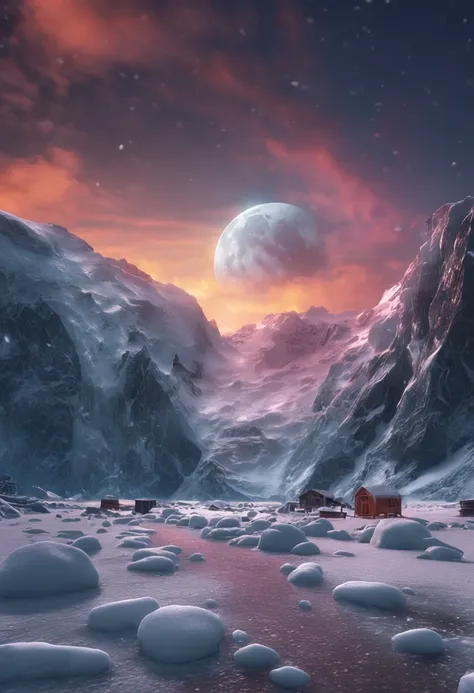 Ice moon and snow