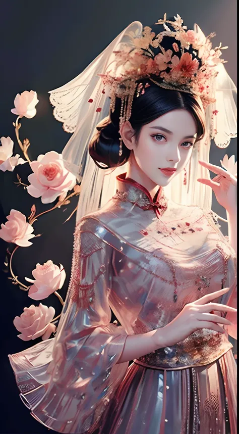 tmasterpiece，highest high resolution，((sedan))，dynamic bust of beautiful chinese princess，the bride，jet black hair is elegantly ...