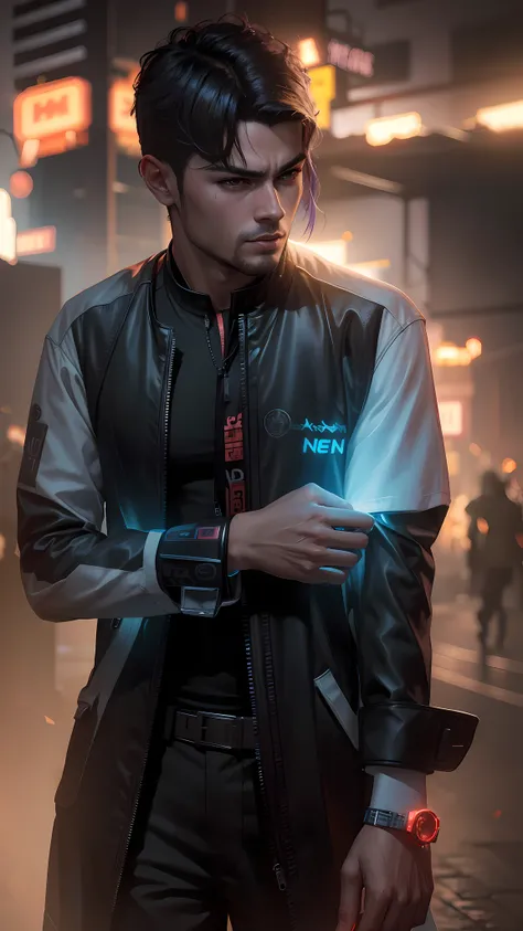 Chang background cyberpunk handsome boy, realistic face,8k,  ultra realistic ,