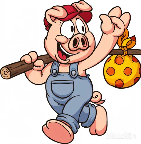 Cartoon pig carrying baseball bat and ball, porky pig, Pig pig pig, Pig, piggy, anthropomorphic warrior piglet, piglet, hd illustration, A pig, man bear pig, “pig, Chiba Yuda, of peppa pig, pigs, author：Yang Borun