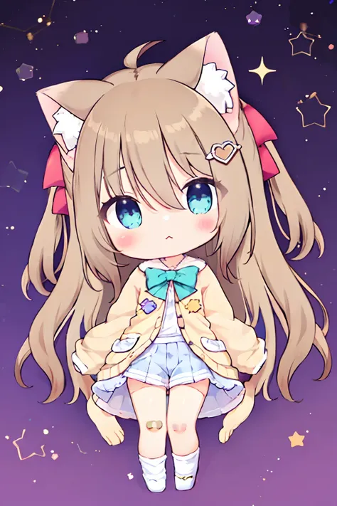 neuro-sama, cat girl, solo, gloves, fluffy clothes, pants, sweater, sleeves, socks, slippers, pastel colors, (purple, blue, pink...