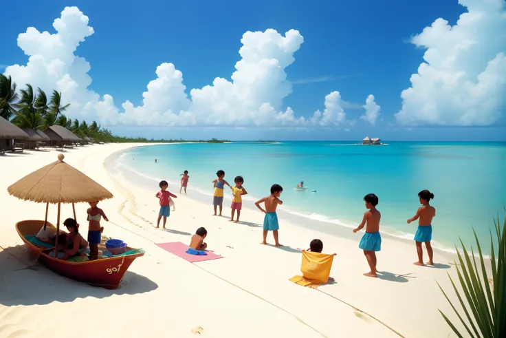 Year: 1998
Country: Kiribati
Description: On the idyllic beaches of Tarawa, a group of tweens from the upper-middle-class families gather for a synchronized sandcastle building competition, each creating intricate castles with whimsical turrets and flags.