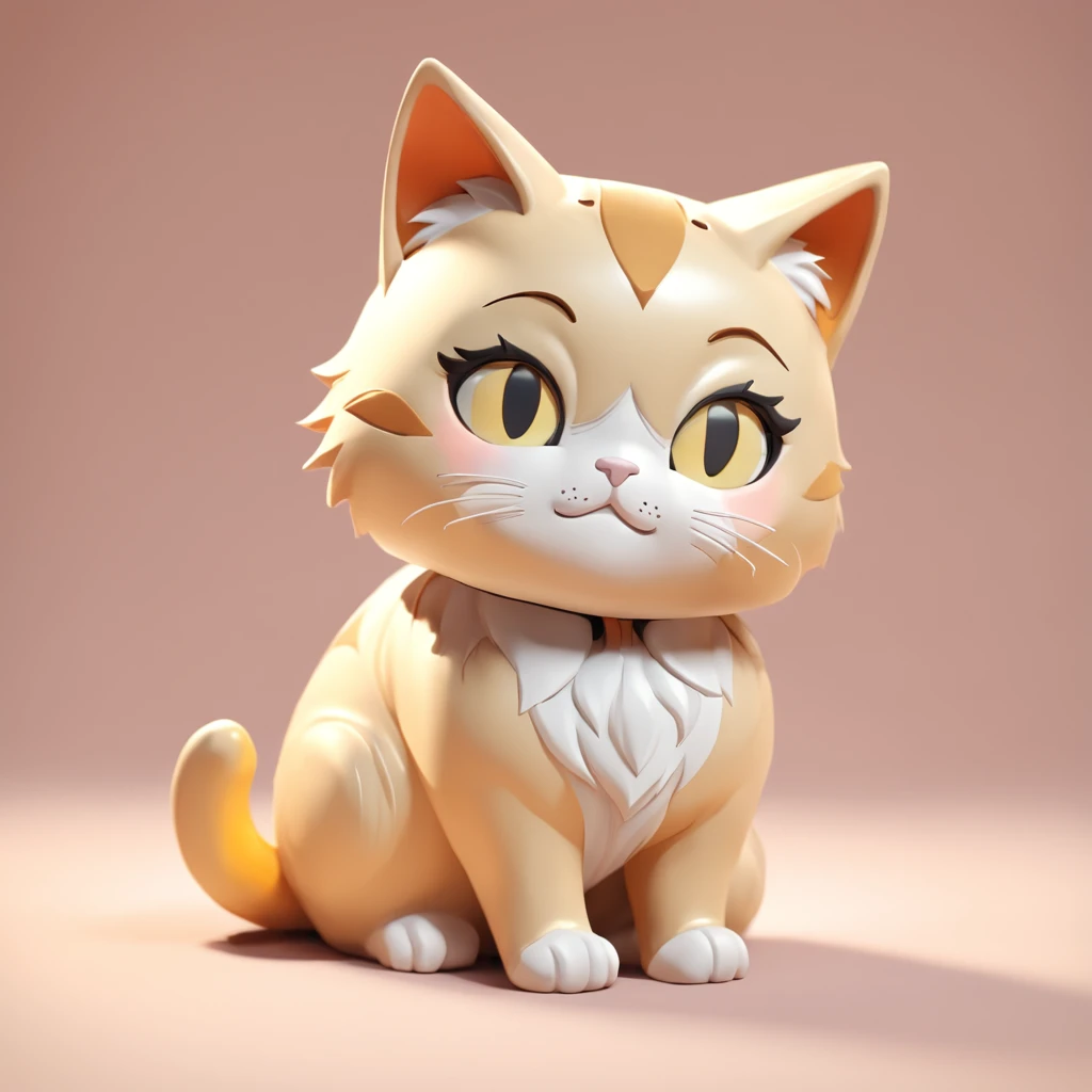 Tiny cute isometric cat emoji, tuxedo cat, Black and white cat, Cute furry, soft gold background, with soft pastel colors, 3d icon clay render, 120mm lens, 3d blender render, trending on polycount, modular constructivism, Orange background, physically base...