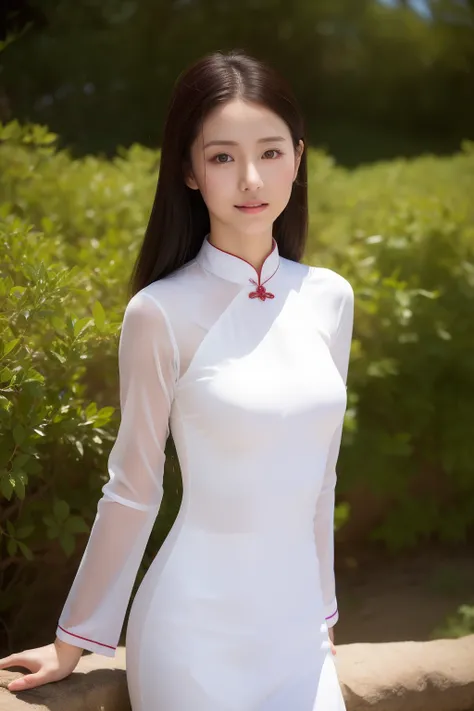 (Ao Dai)、(reallistic)、Raw photo、(Beautiful girl at 25 years old)、E Cup Breast、toned waist、Beautiful butt、Wet eyes