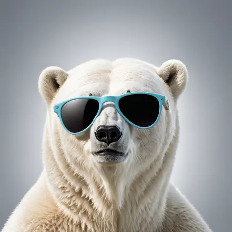 Cute polar bear in sunglasses,Splash background,Cute,contours,Neon color,。.3D,vectorial,Sticker,Simple --tiles