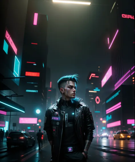 Change Background , Cyberpunk ,  Handsome Boy ,  Ultra HD  , 8K , Realistic