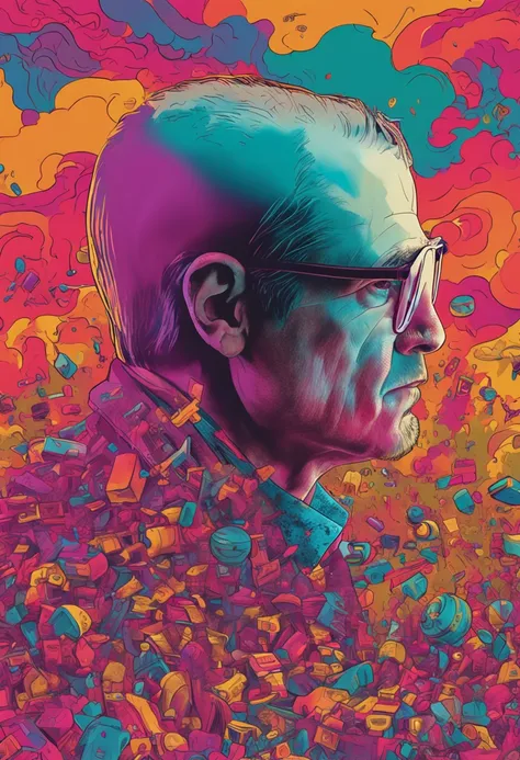 Tim Cook, album covers, Retro, Colorful, killian eng, 32K, A hyper-realistic