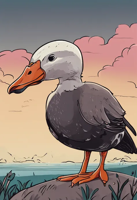 Q version of cartoon anthropomorphic wild goose