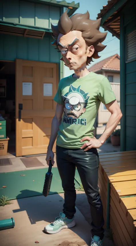 crie o Rick da serie Rick e  Morty em sua garagem