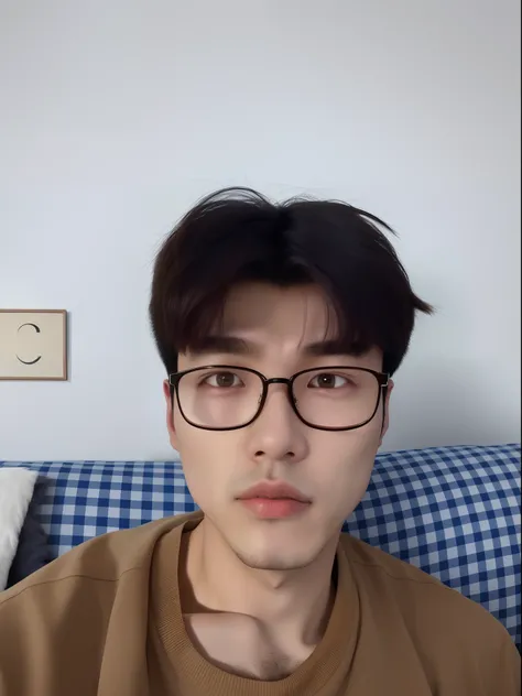 There was a man with glasses sitting on the sofa, 2 7 years old, yanjun cheng, With glasses, 2 8 years old, Without glasses, 2 3 years old, Very clear face, 2 2 years old, South Korean male, 2 9 years old, hong june hyung, 21 years old, xintong chen, profe...