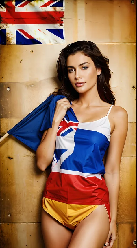 Australian woman holding the flag of Australia