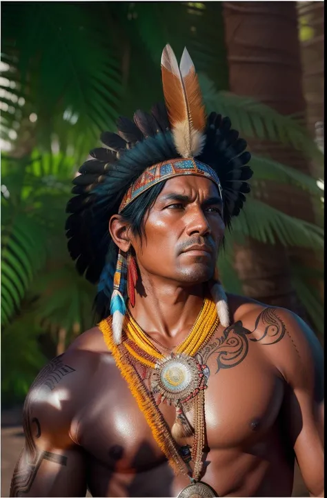 Create the image of the dramatic lighting of the American Indians, digital art trending on Artstation 8k HD high definition detailed realistic, circunstanciado, textura da pele, hiper detalhado, textura de pele realista, armadura, melhor qualidade, ultra h...