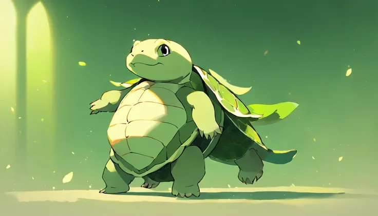 anthropomorphic turtle，Green background，simplebackground，solid color backdrop，Full body frontal photo，1 Cute Hanfu Panda Man，standing on your feet，full bodyesbian, Solo,frontage，facing away from audience, looking on the right side side of screen,  ssmile，B...