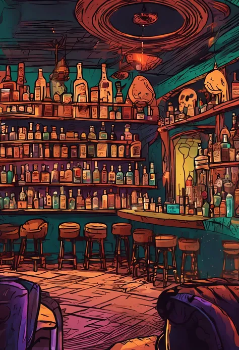 tired man orders a tequila in a bar, night, dim, tiredeness, tequila, perfect composition, highly detailed, lots of details, beautiful