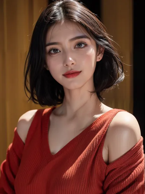 high detal，8K分辨率，超高分辨率，Best image quality，a beauty girl，lipsticks，Love pupils，Peerless beauty，Messy black straight hair，shoulder-length short hair，Smooth hair，Intense and beautiful makeup，Exquisite and perfect facial features，the most beautiful big eyes，Be...