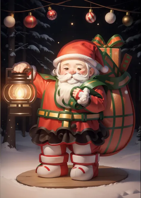 Imagine that，This Santa Claus poster is full of joy and warmth。Santa Claus is portrayed vividly，He wears a red coat、Red hat and white beard，Holding a bag full of gifts。

The background is a snow-white winter landscape，Snowflakes fall on lovely cottages in ...