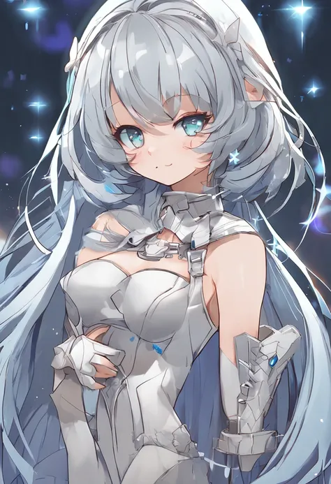 Cute little girl s,(((Little Girl,tiny body,Little))),(((18year old))),((Very cute and beautiful gray hair anime girl)), (((elf))), (((flat chest))),((((bright gray hair:1.35,Fluffy hairstyle with a forward bob,Gray hair with blue gradient inside,Very shor...