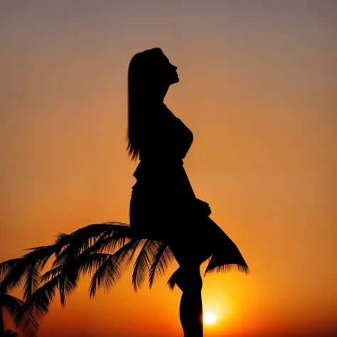 A silhouette of a beautiful girl