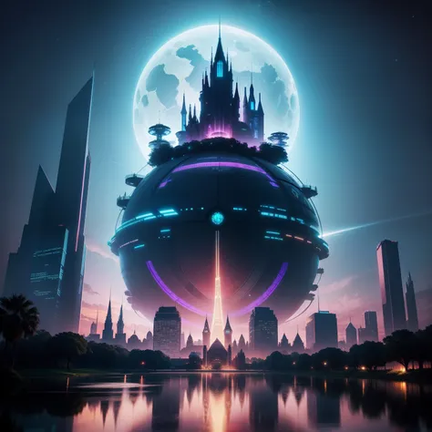 cyberpunked　epcot　Super huge castle　Huge skyscrapers　futuristic cities　top-quality　​masterpiece　超A high resolution　dream