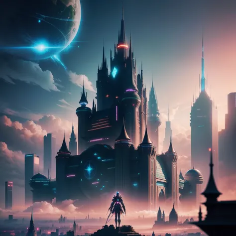 cyberpunked　epcot　Super huge castle　Huge skyscrapers　futuristic cities　top-quality　​masterpiece　超A high resolution　dream　planet earth