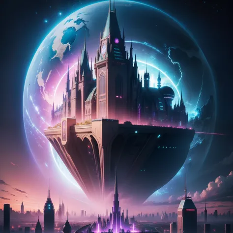 cyberpunked　epcot　Super huge castle　Huge skyscrapers　futuristic cities　top-quality　​masterpiece　超A high resolution　dream　planet earth