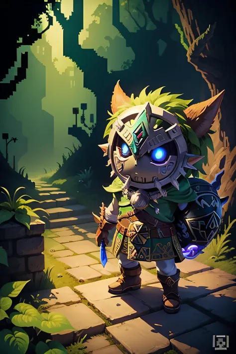 The Legend of Zelda: Majoras Mask no estilo do jogo hollow kinght em pixel art