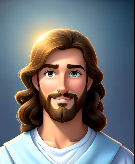 original art quality, full body picture, disney character animation style, young and handsome jesus god, standing posture, hands...