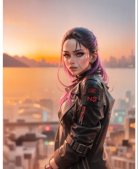 Change background cyberpunk handsome girl, ultra rrealistic,k8