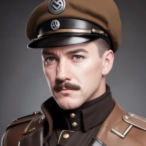 Steampunk Adolph hitler wearing a beanie with proper on top , concept art, 4k, steampunk