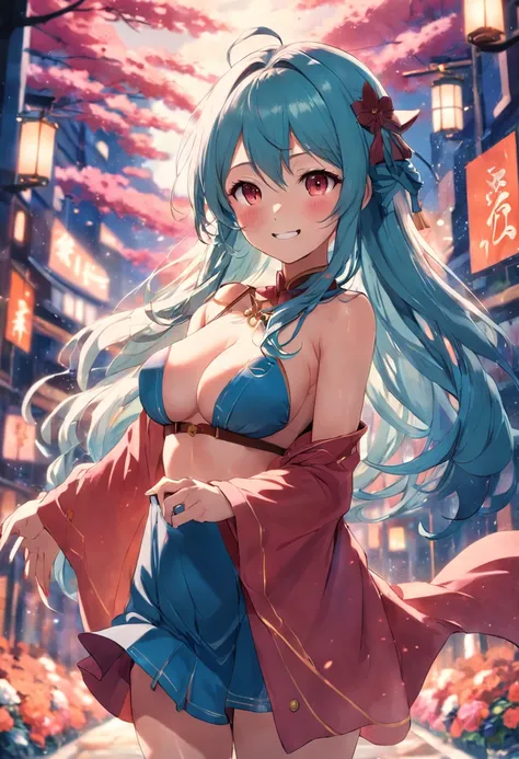 Yae Miko, Holding her breasts and smiling