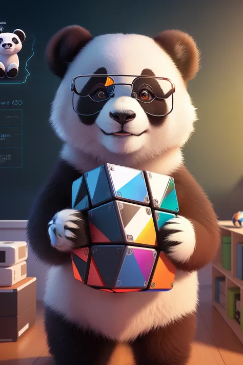 Panda holding a small blackboard，There is also a long string of fonts on it, wojtek fus, cute 3 d render, Cute panda, Rosla global lighting, cyril rolando and goro fujita, panda panda panda, ultra realistic 3d illustration, ray tracing x, ray tracing on, P...