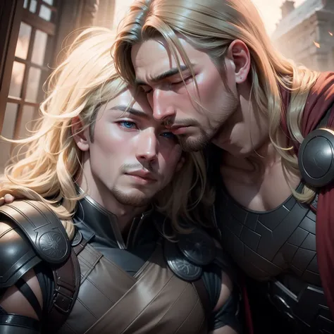 The romantic scene of Keqing and Thor kissing