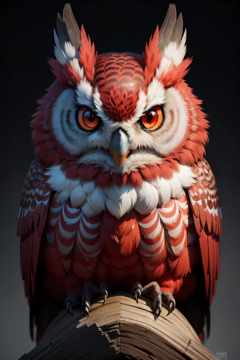 A red owl，Black face，Silver Eyes，The nose can glow