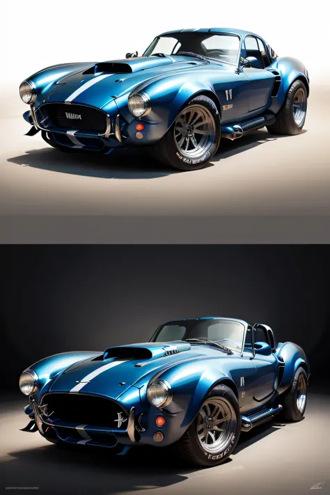 Shelby cobra azul em desenho tracejado