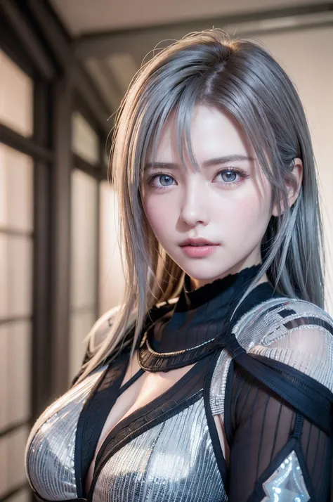 top-quality、8K Masterpiece、超A high resolution、(Photorealsitic:1.3)、Raw photo、女の子1人、silver white hair、glowy skin、1 Cyberpunk Super Beautiful Soldier、((super realistic details))、portlate、globalillumination、Shadow、octan render、8K、ultrasharp、beauty breast、Raw ...