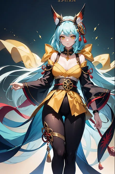 (league of legend female character, hyper league of legend art style), female Onmyoji caster, ((perfect quality Onmyoji outfit, talisman on head, collar, hairpin, japanese style, yellow cloth belt, silk)), ((random hair style, random pupil, random make up,...