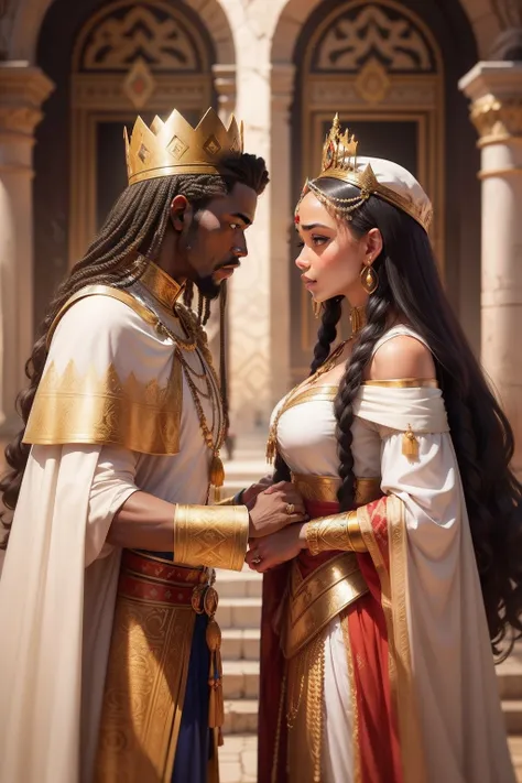 Write a dialogue between Queen Abeba Alemayehu and King Solomon Ameqran as they meet for the first time. Explore their initial impressions of each other and the cultural differences they navigate.